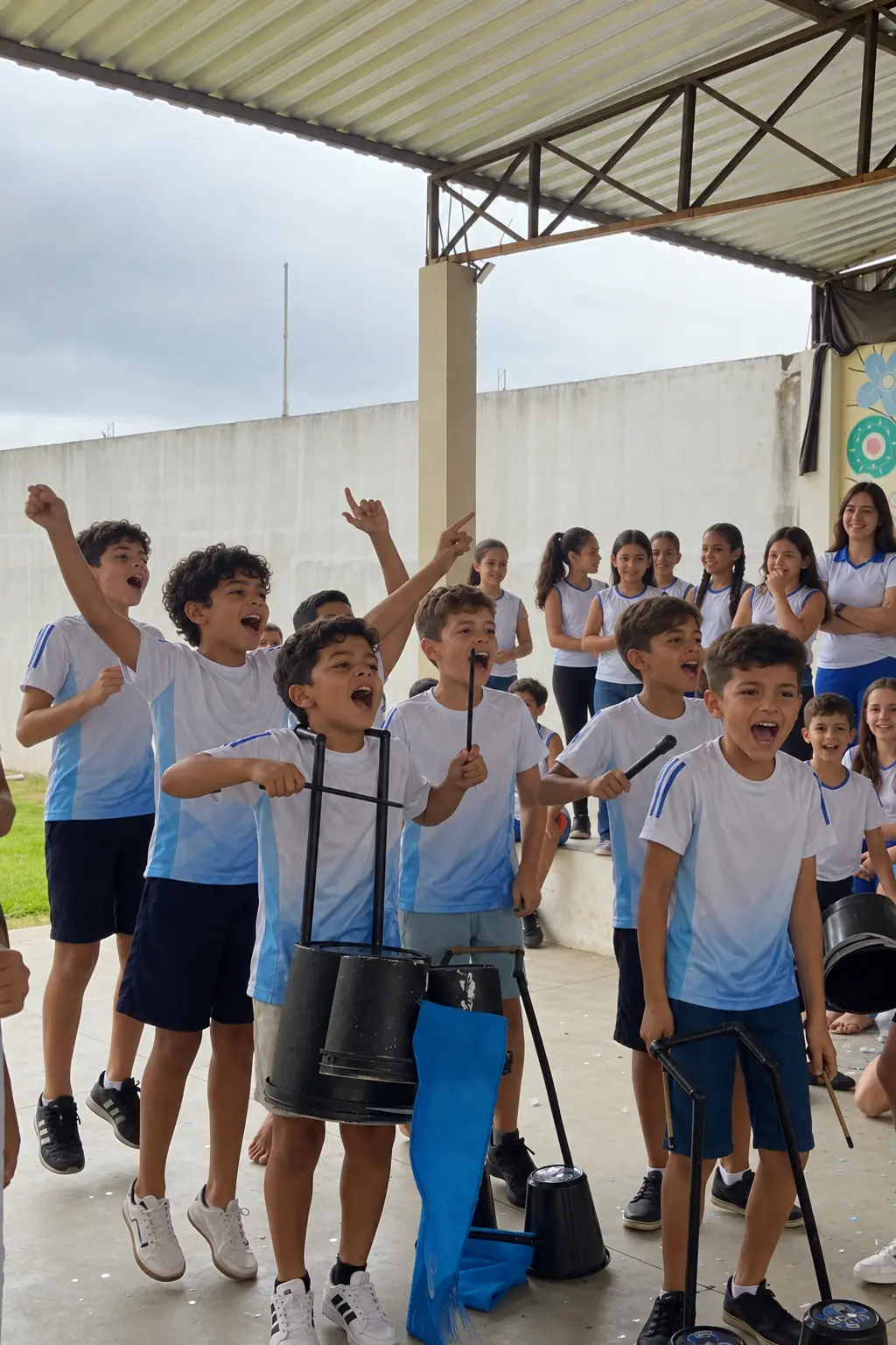 Alunos animados na Gincana Solidária